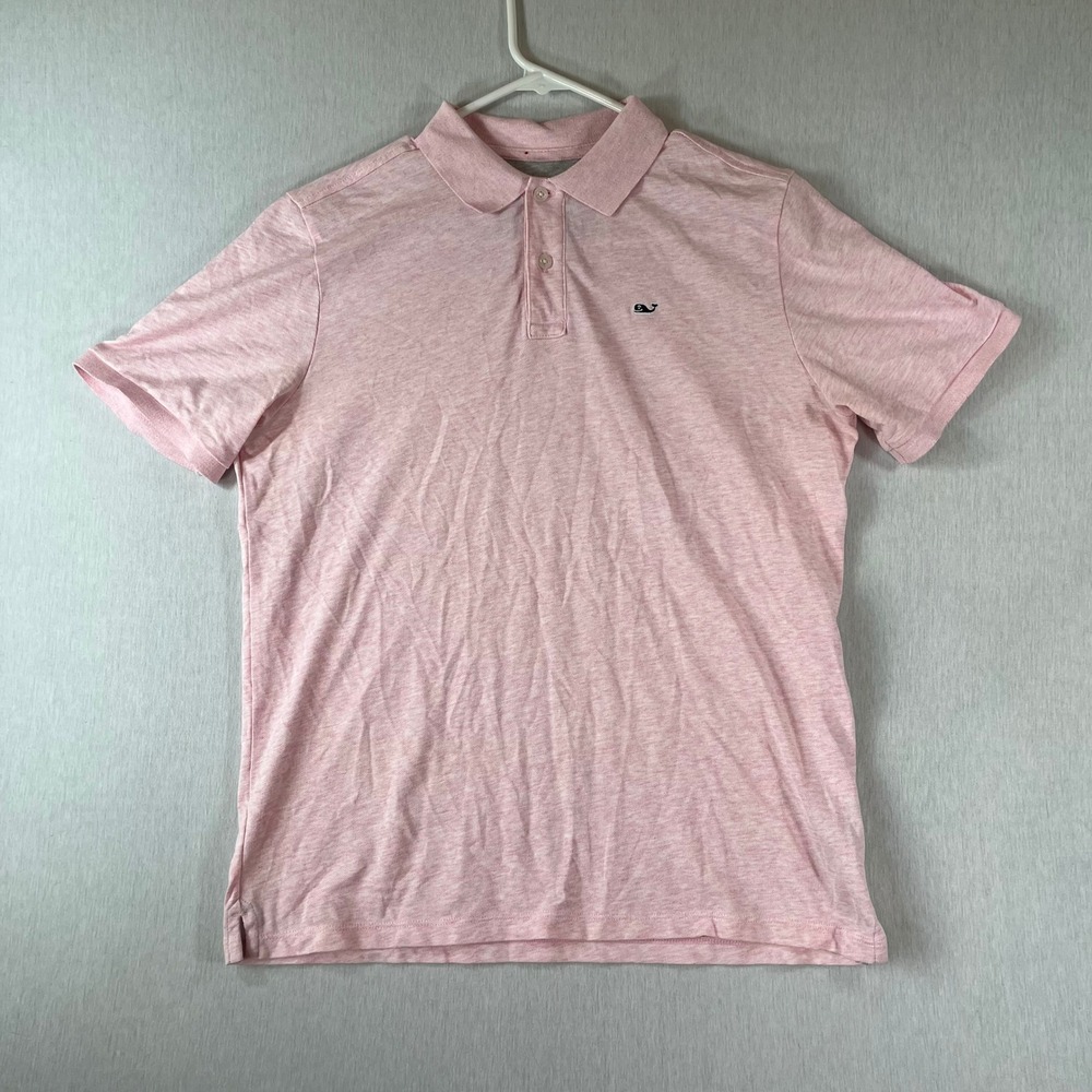 Vineyard Vines Edgartown Polo Shirt Boys (14) XL Pink Heather Short Sleeve Whale
